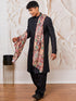 Men's Black Silk Blend Sherwani, Kurta And Patiala Set